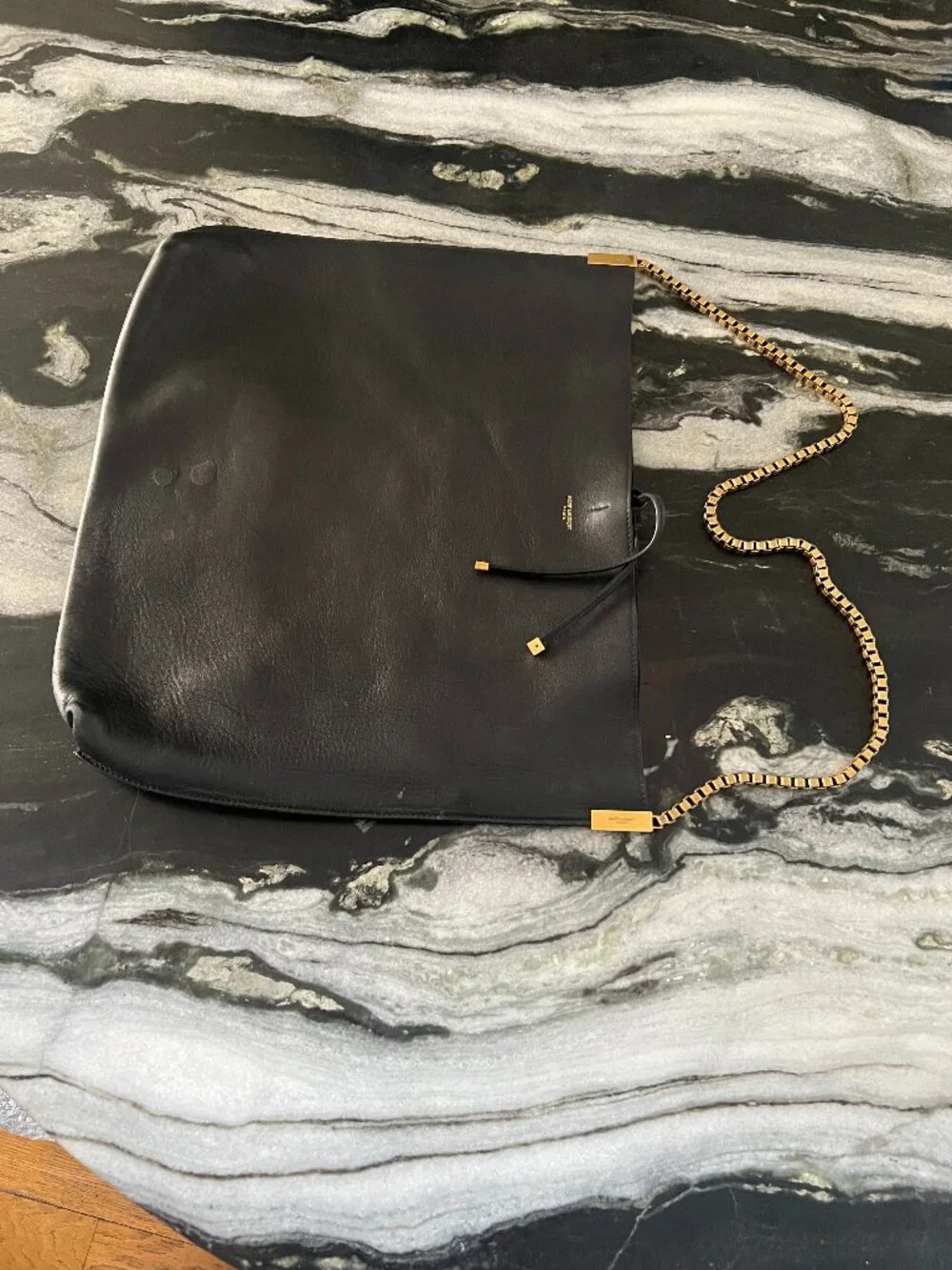 Saint Laurent Black Leather Tote with Chain Strap - Picture 6 of 9